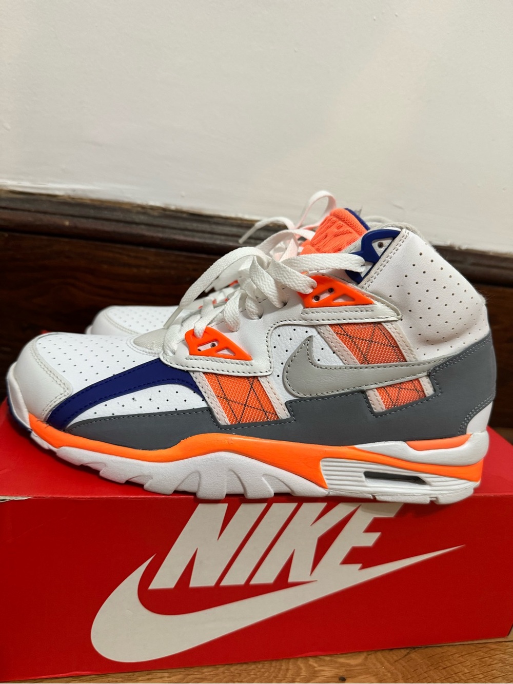 Nike Air Trainer SC White, Orange & Gray High-Top Sneakers 8M